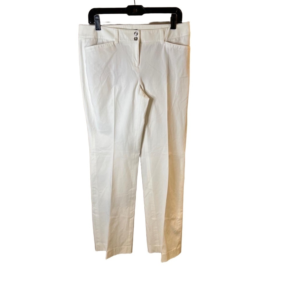 White House Black Market White Bootcut Pants Flat Front Boot Cut Belt Loops 10R